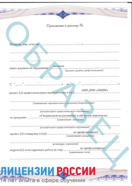 Образец приложение к диплому (страница 1) Биробиджан Профессиональная переподготовка сотрудников 